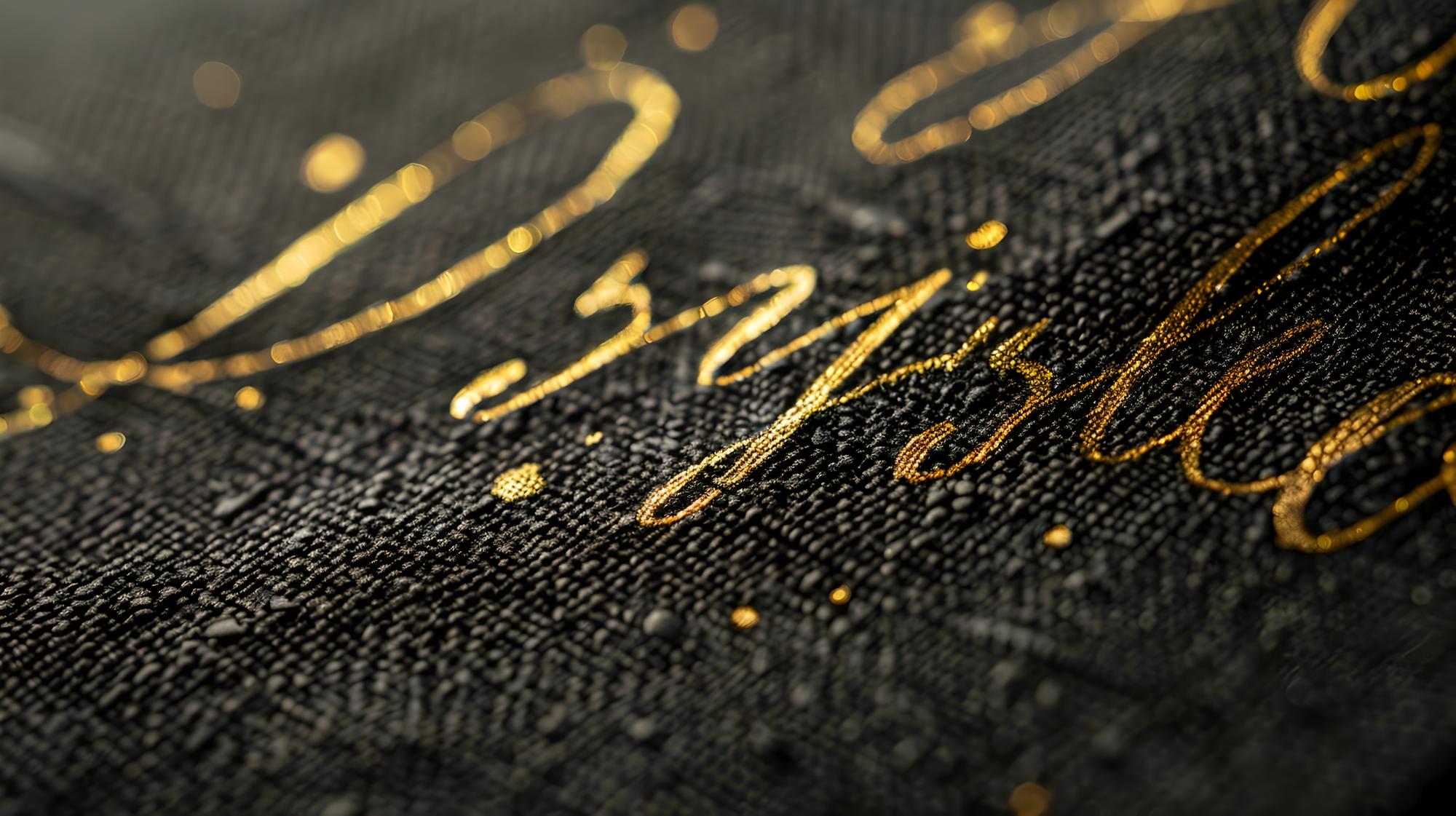 Elegancki monogram haftowany złotą nicią